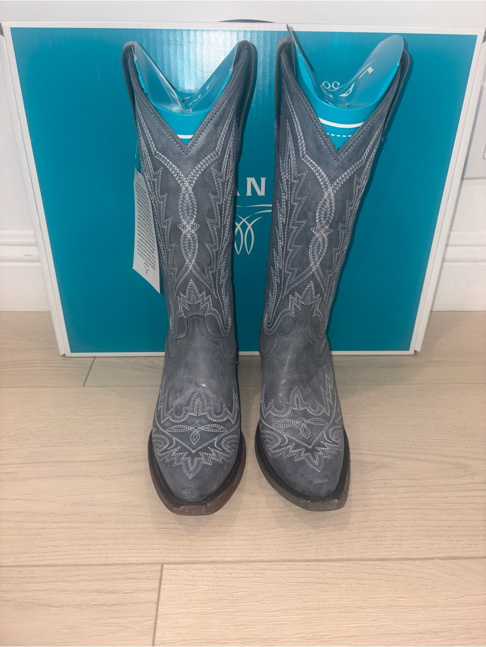 Women's Gray Embroidered Western Boots